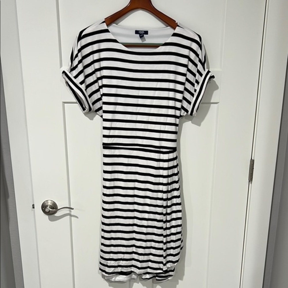 Chaps Black and White Striped Dress Sz XL